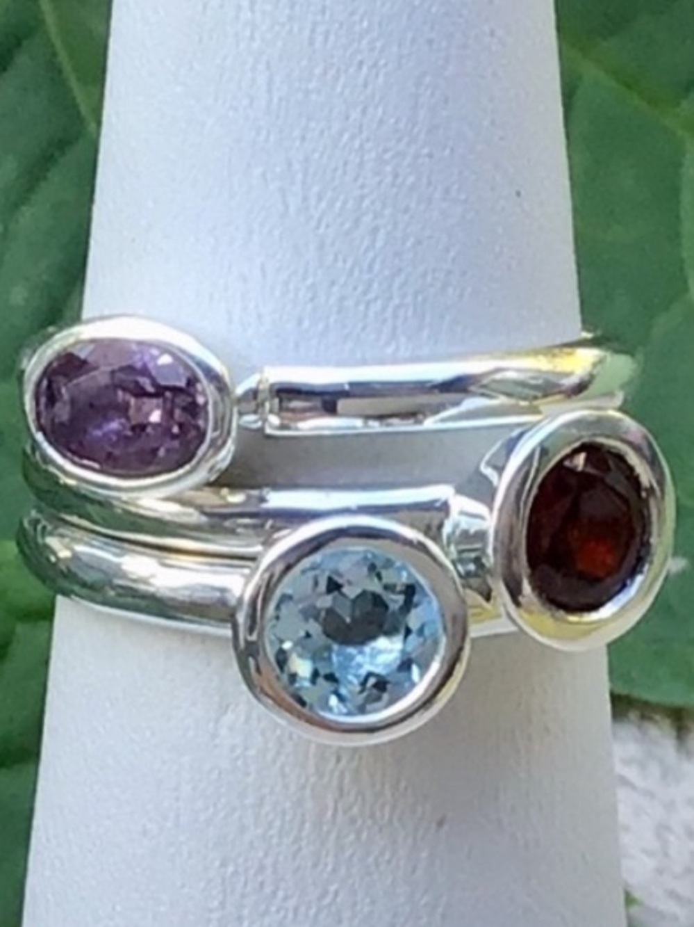 Sterling Silver Stackable Ring - Garnet Ring (Deep Red)
